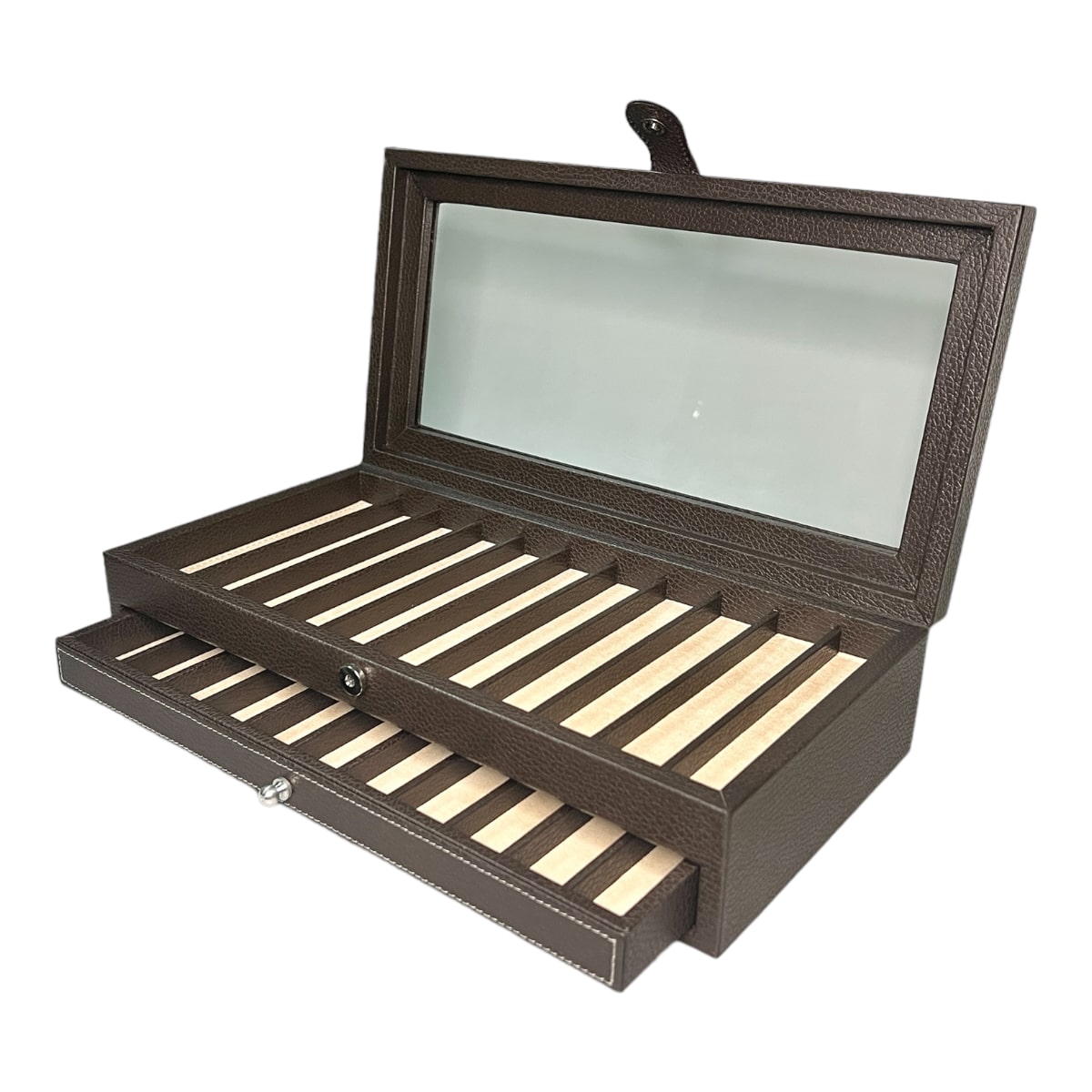 Caja para guardar 22 plumas en piel MACE