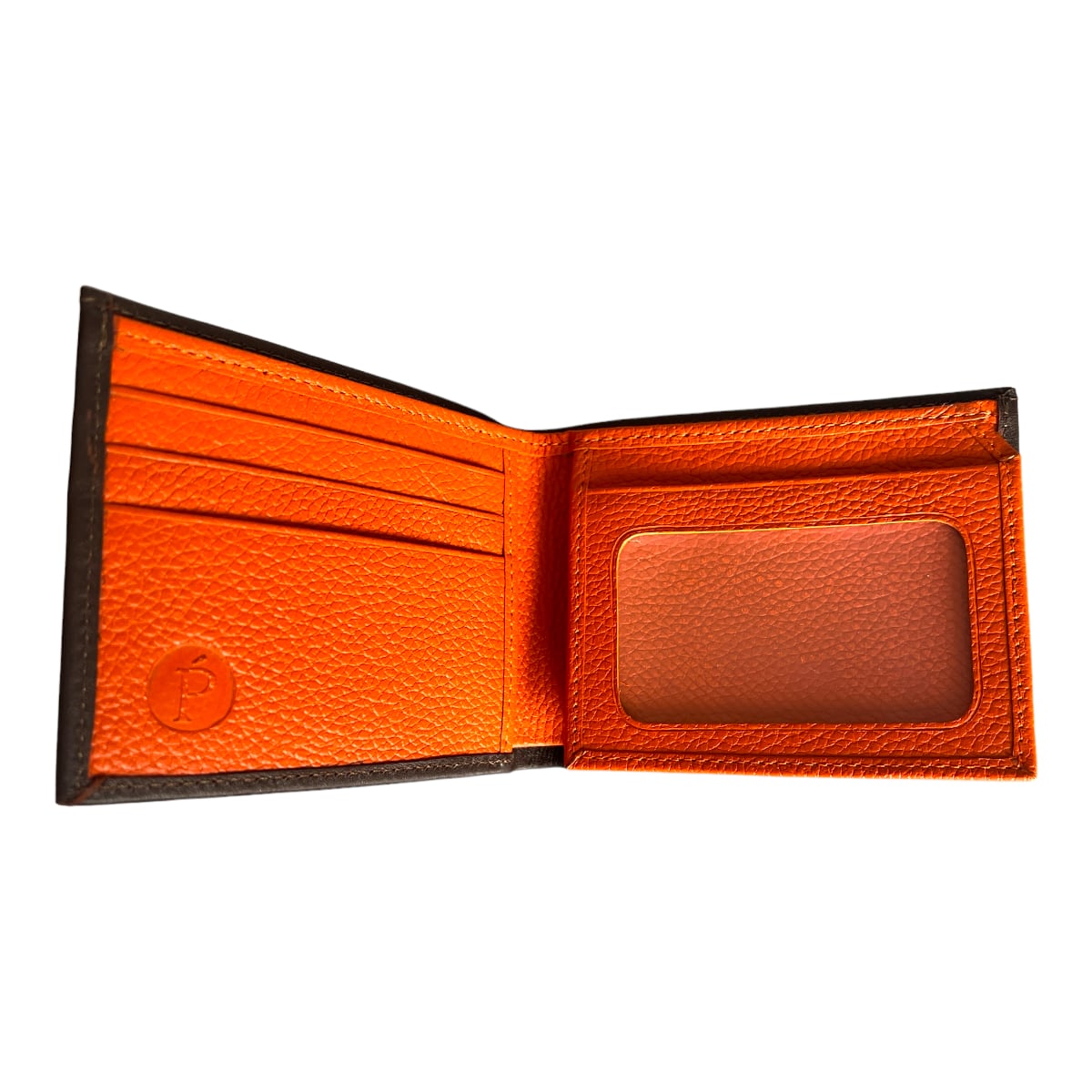 Cartera varios compartimientos y foto al frente hecha en piel ADAR