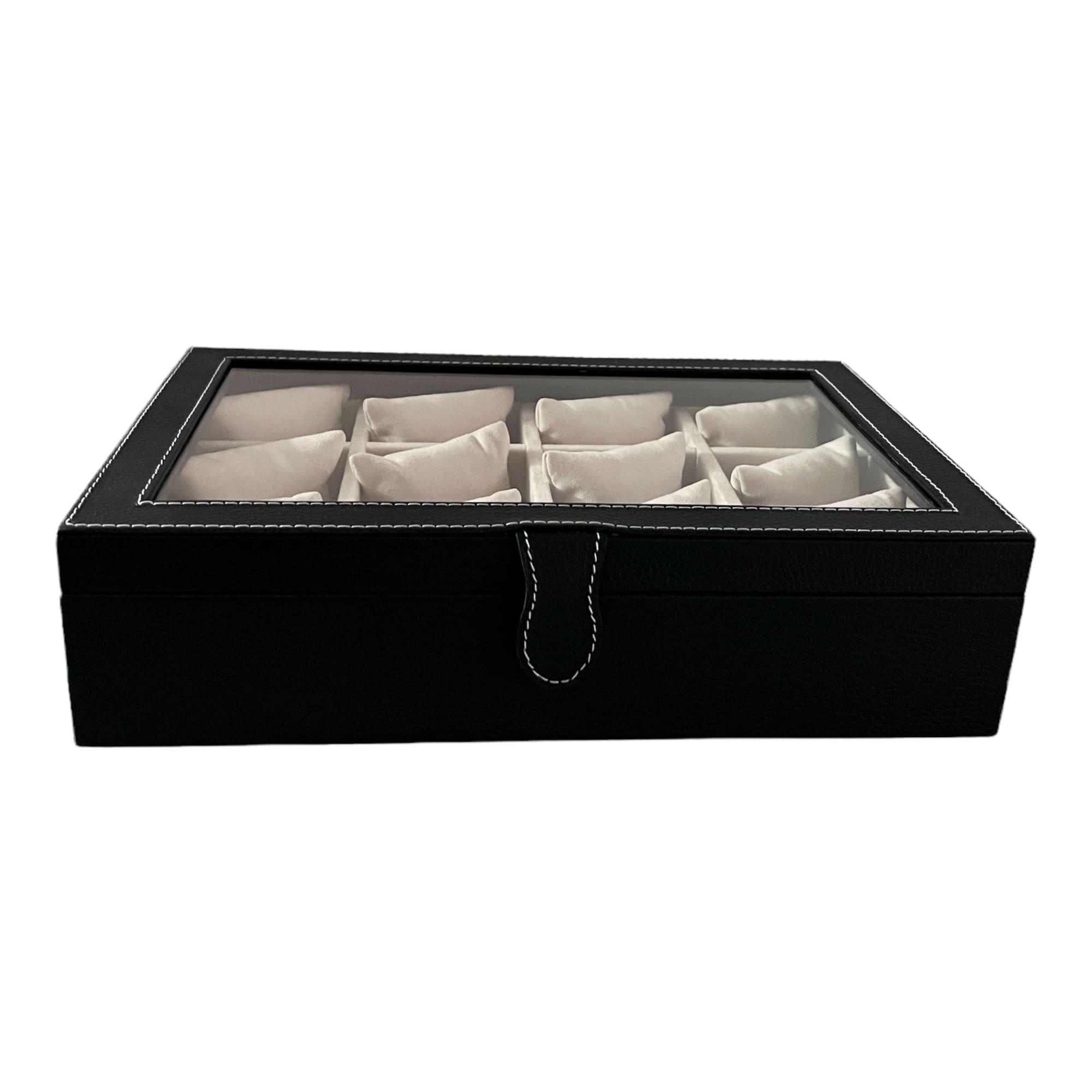 Caja en piel con tapa de cristal para guardar 12 relojes MACE
