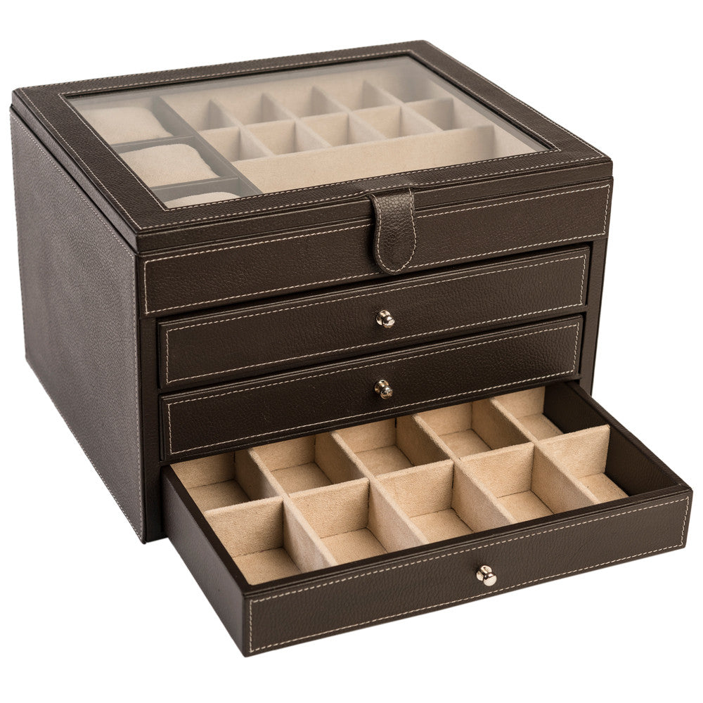 Organizador alhajero familiar hecho en piel con 3 cajones MACE