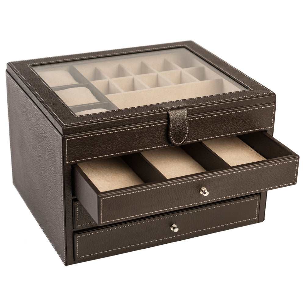 Organizador alhajero familiar hecho en piel con 3 cajones MACE