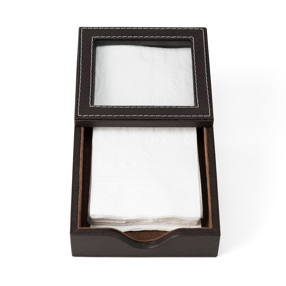 Servilletero rectangular hecho en piel ANOR