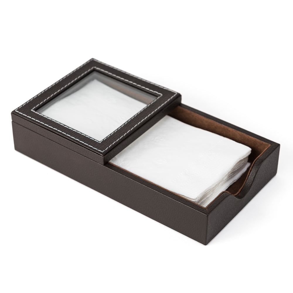 Servilletero rectangular hecho en piel ANOR