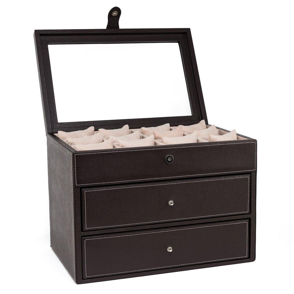 Caja 24 relojes y 6 lentes hecha en piel MACE