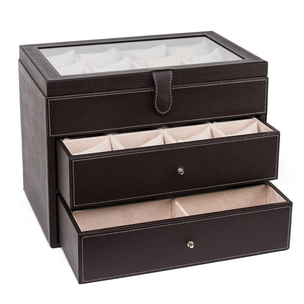 Caja 24 relojes y 6 lentes hecha en piel MACE