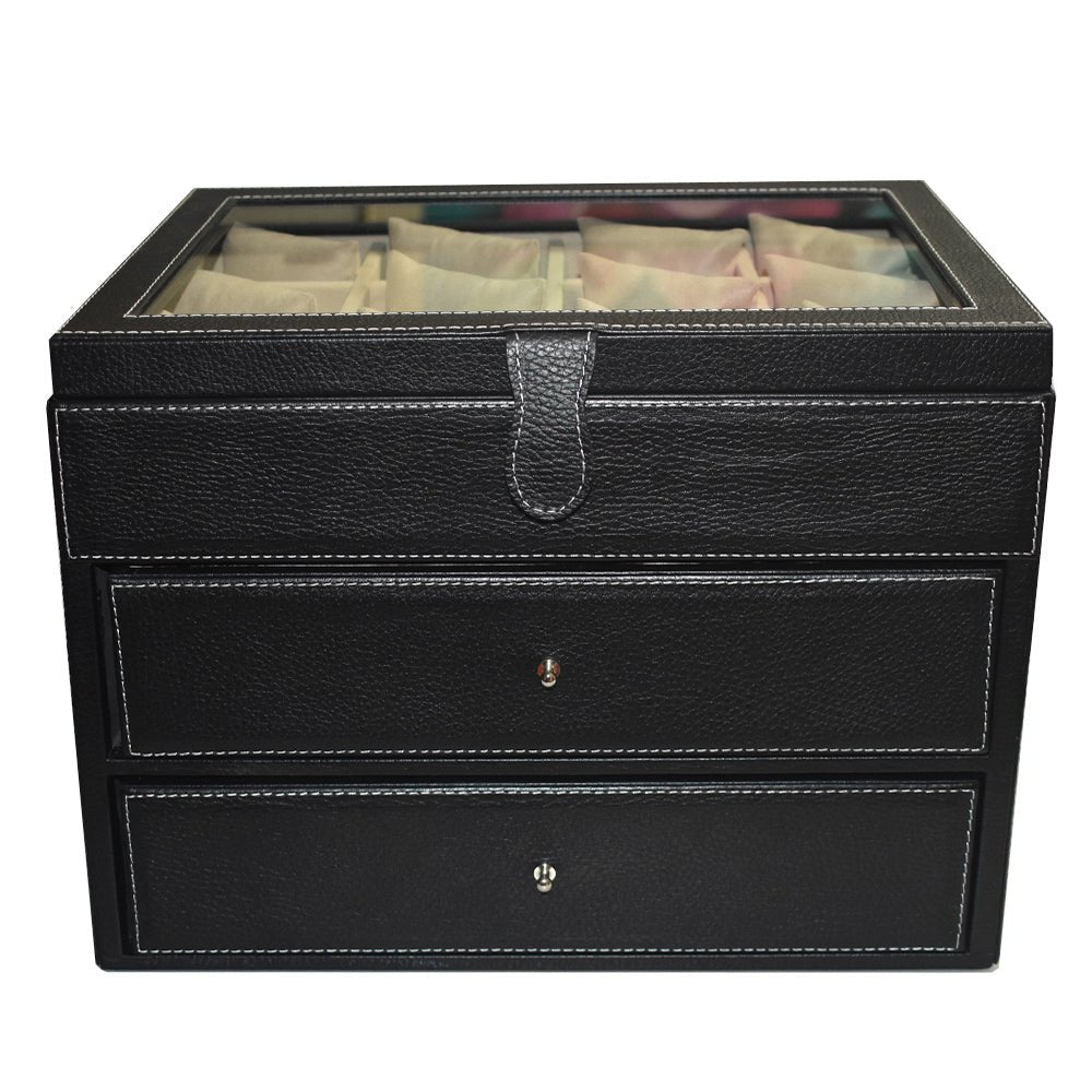 Caja 24 relojes y 6 lentes hecha en piel MACE