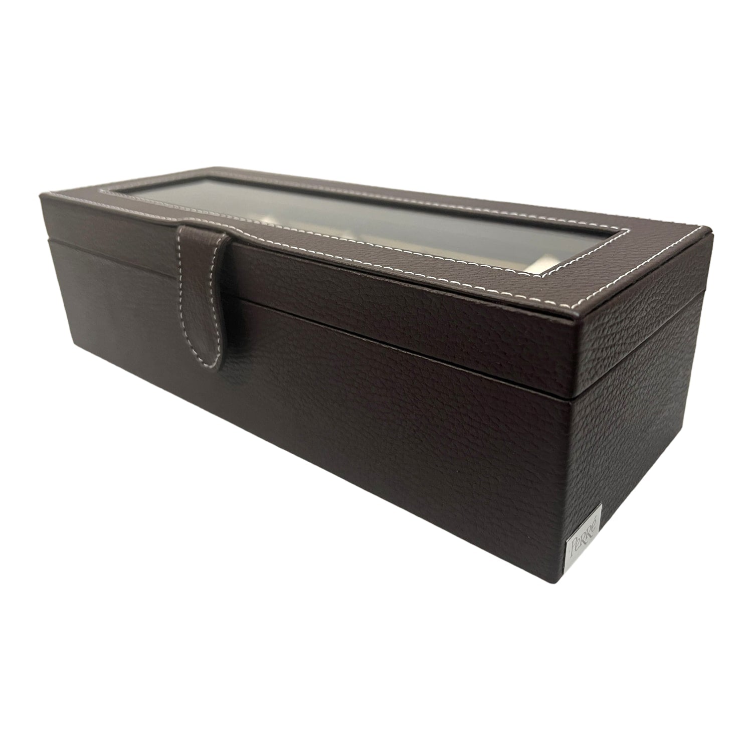 Caja en piel con tapa de cristal para guardar 5 relojes MACE