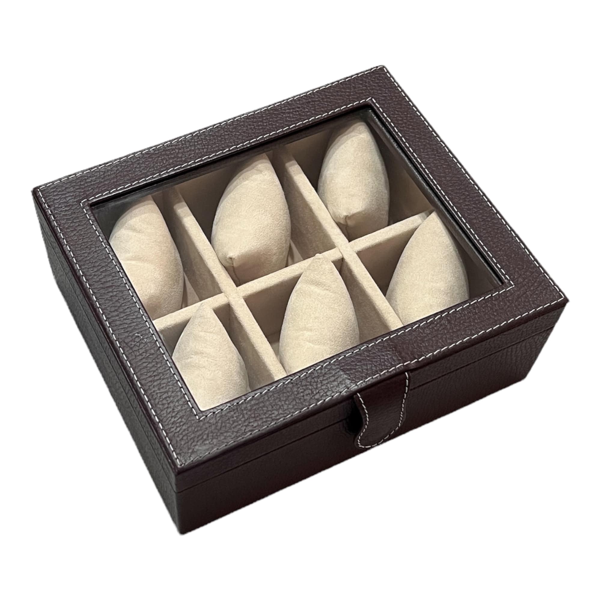 Caja en piel con tapa de cristal para guardar 6 relojes MACE