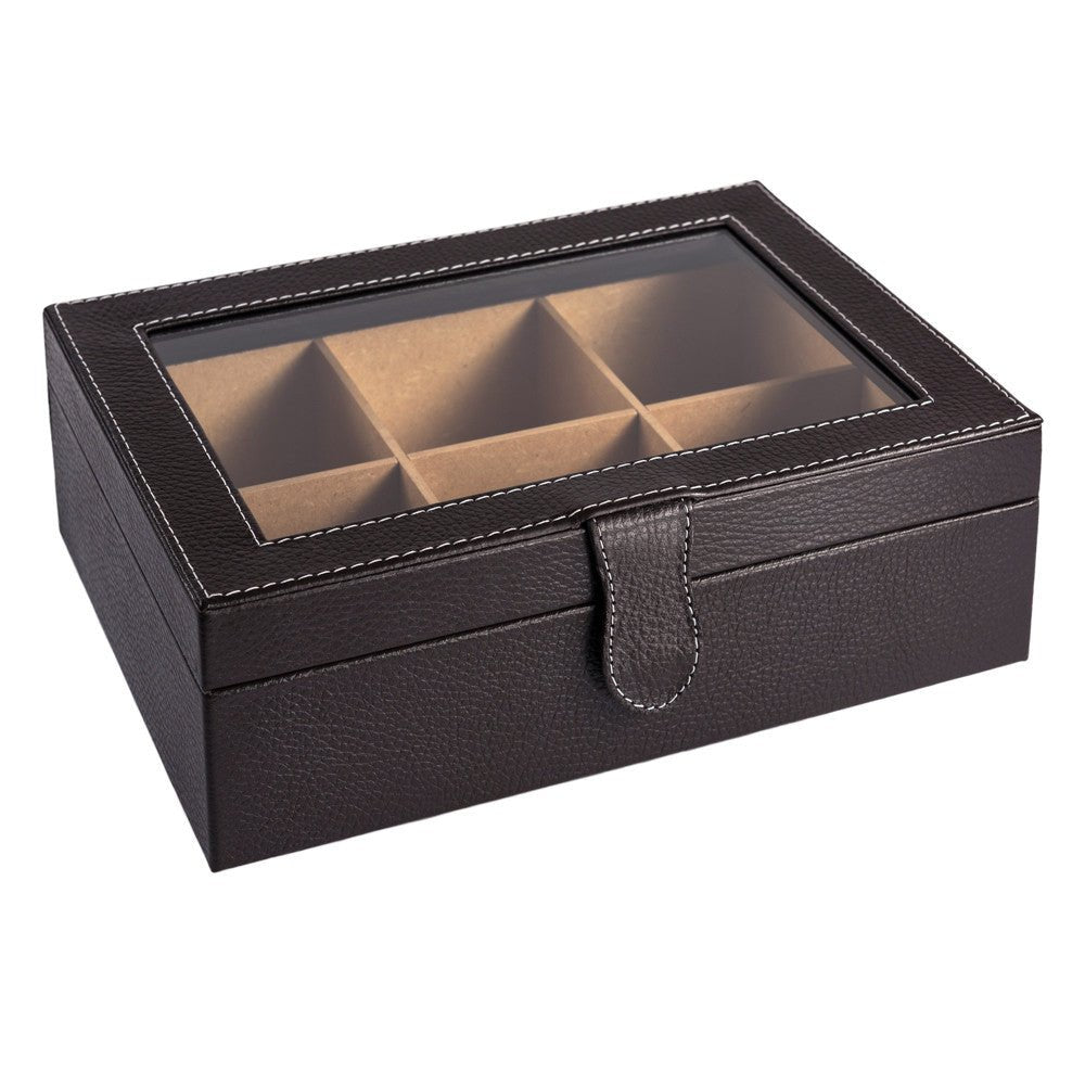 Caja de te con 6 compartimientos hecha en piel MACE