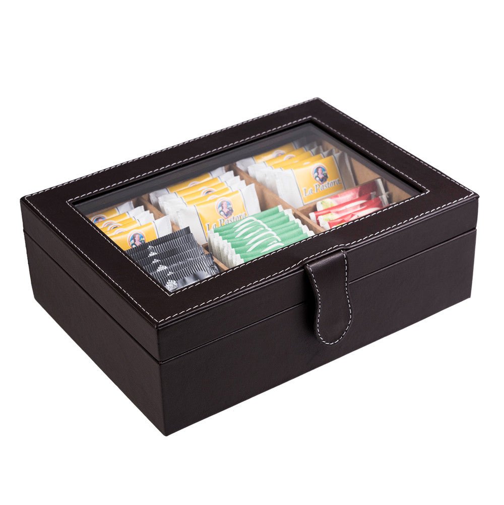 Caja de te con 6 compartimientos hecha en piel MACE