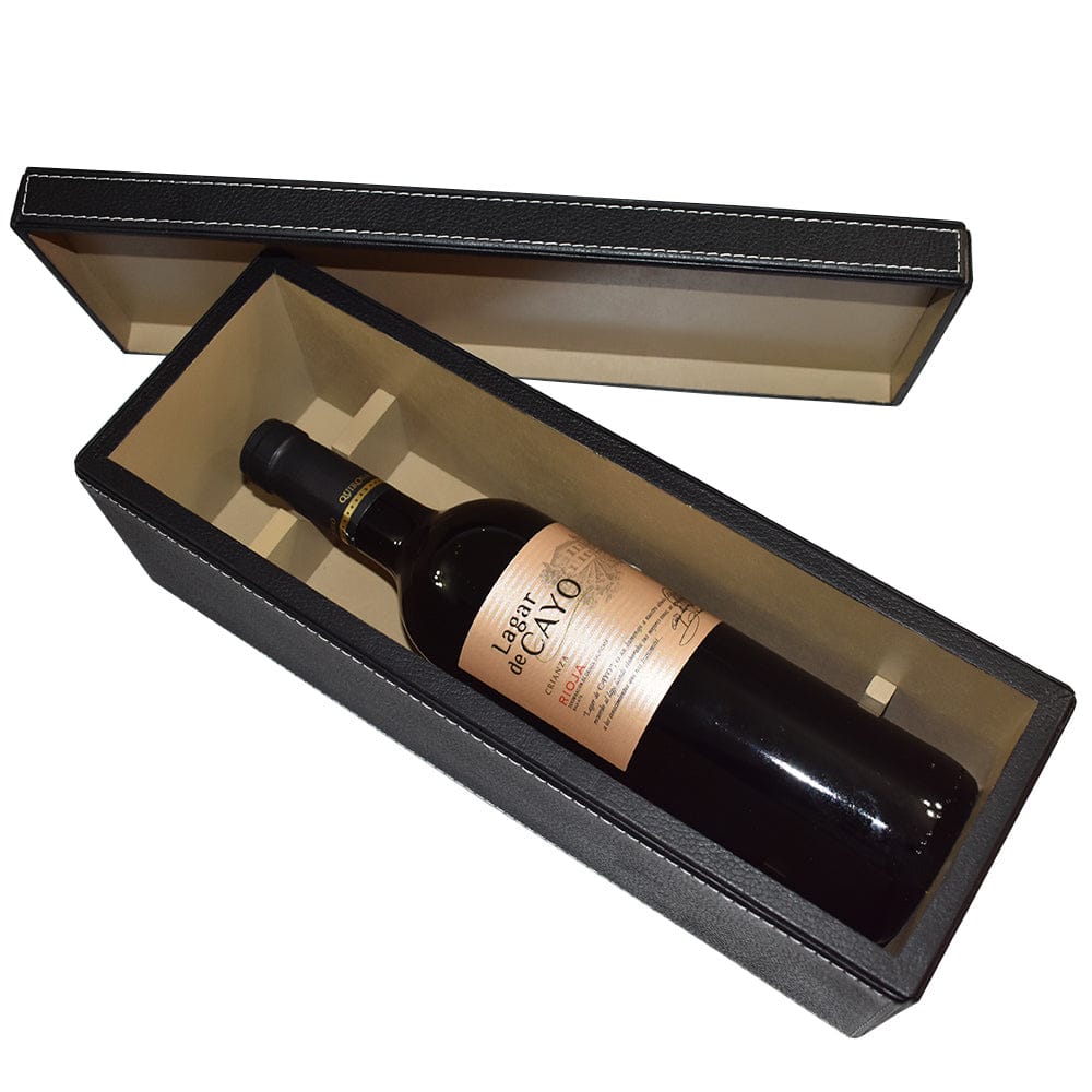Porta vino tipo caja hecho en piel MACE