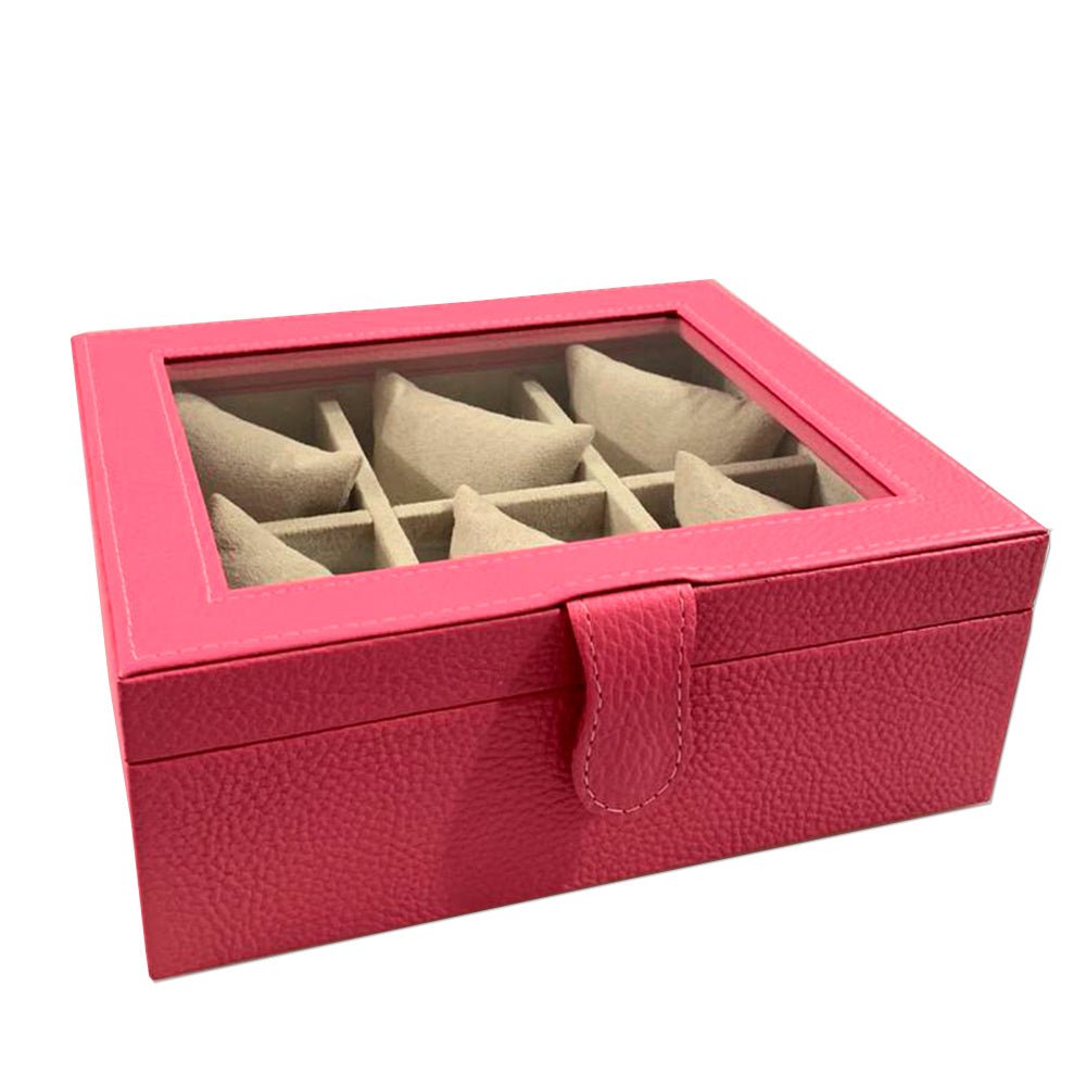 Caja en piel con tapa de cristal para guardar 6 relojes MACE