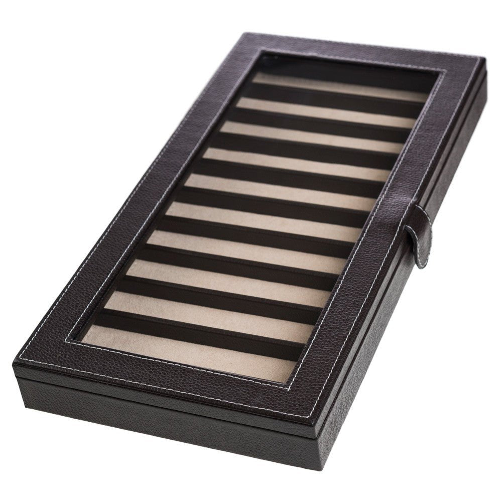 Caja en piel rectangular para guardar 11 plumas MACE