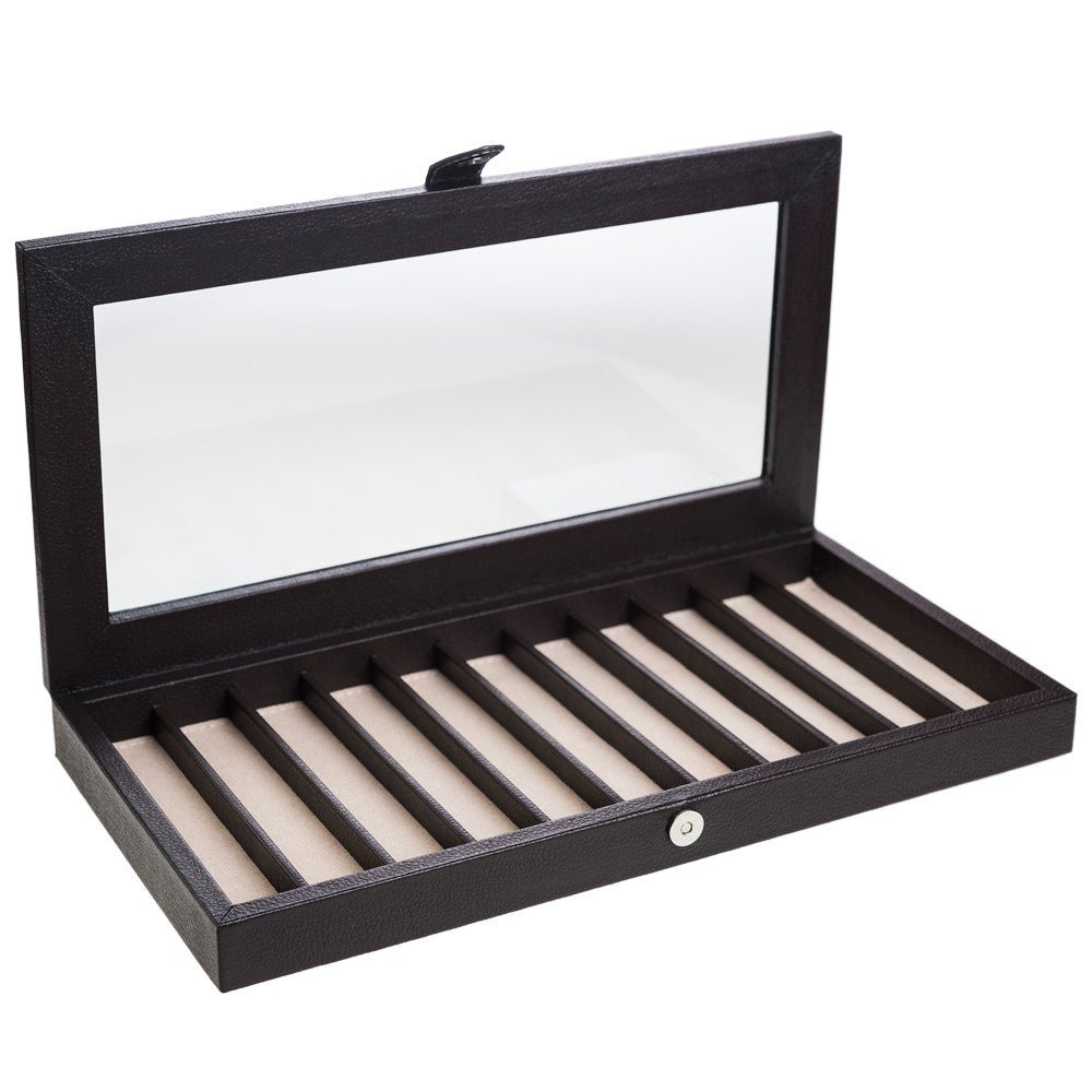 Caja en piel rectangular para guardar 11 plumas MACE