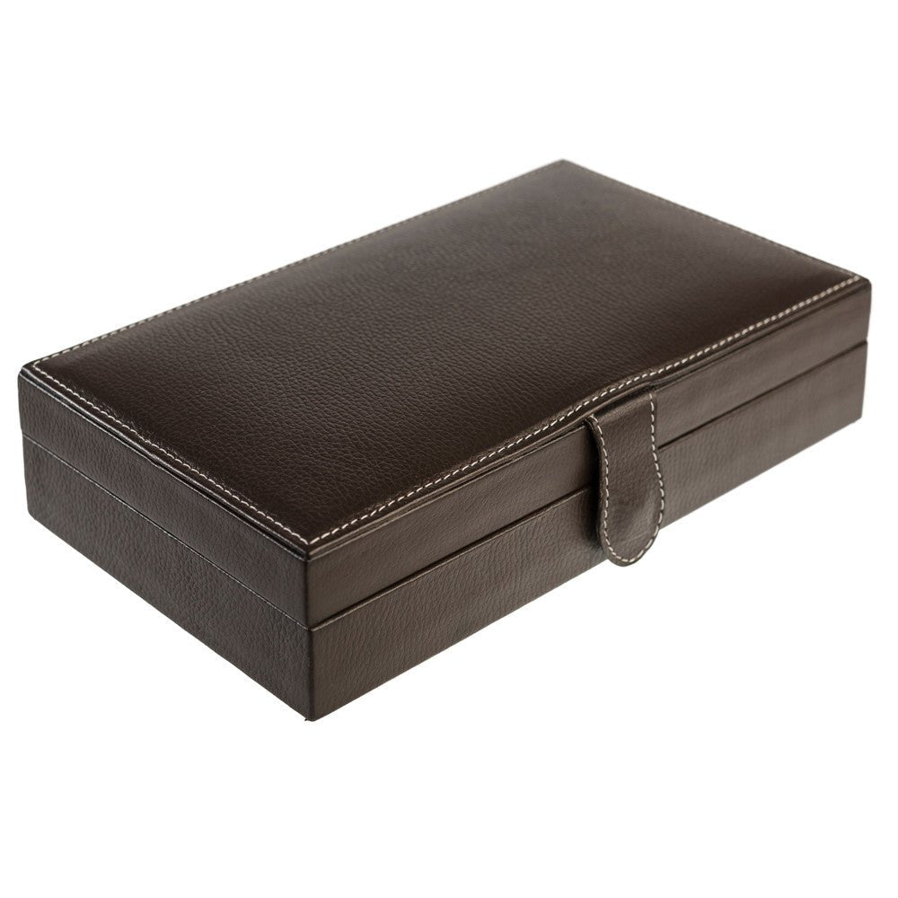 Caja en piel rectangular para guardar mancuernillas con almohadillas MACE
