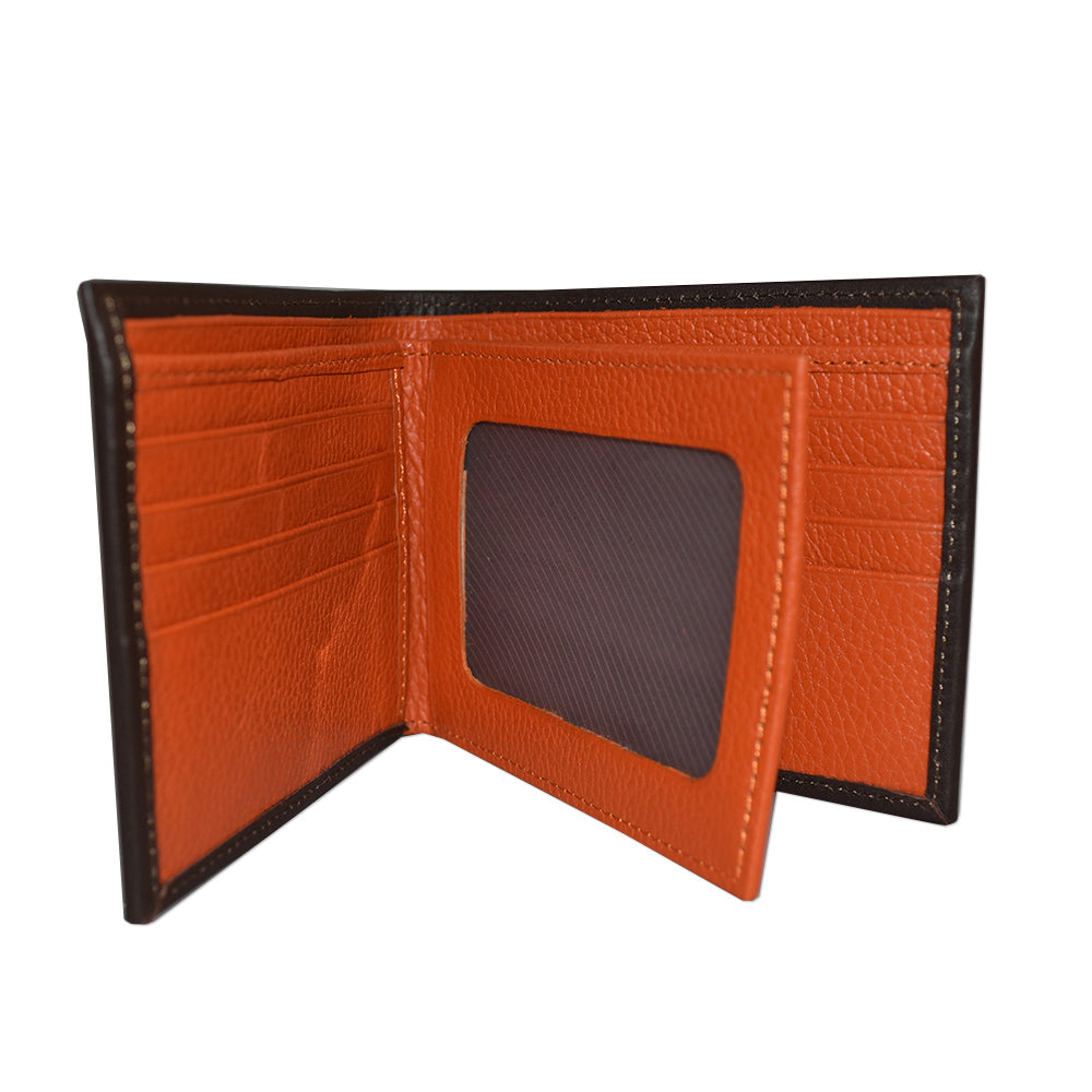 Cartera con varios compartimientos con tarjetero y foto en medio hecha en piel ADAR