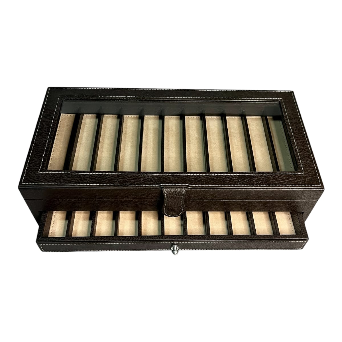 Caja para guardar 22 plumas en piel MACE