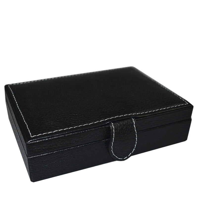 Caja en piel rectangular para guardar 8 mancuernillas | Artesanias MACE