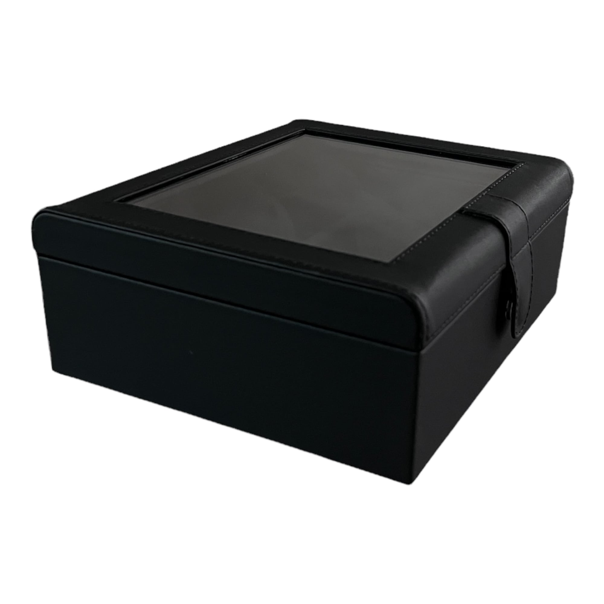 Caja boleada en piel para 6 relojes con tapa de cristal FESA