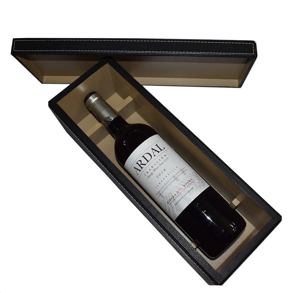 Porta vino tipo caja hecho en piel MACE