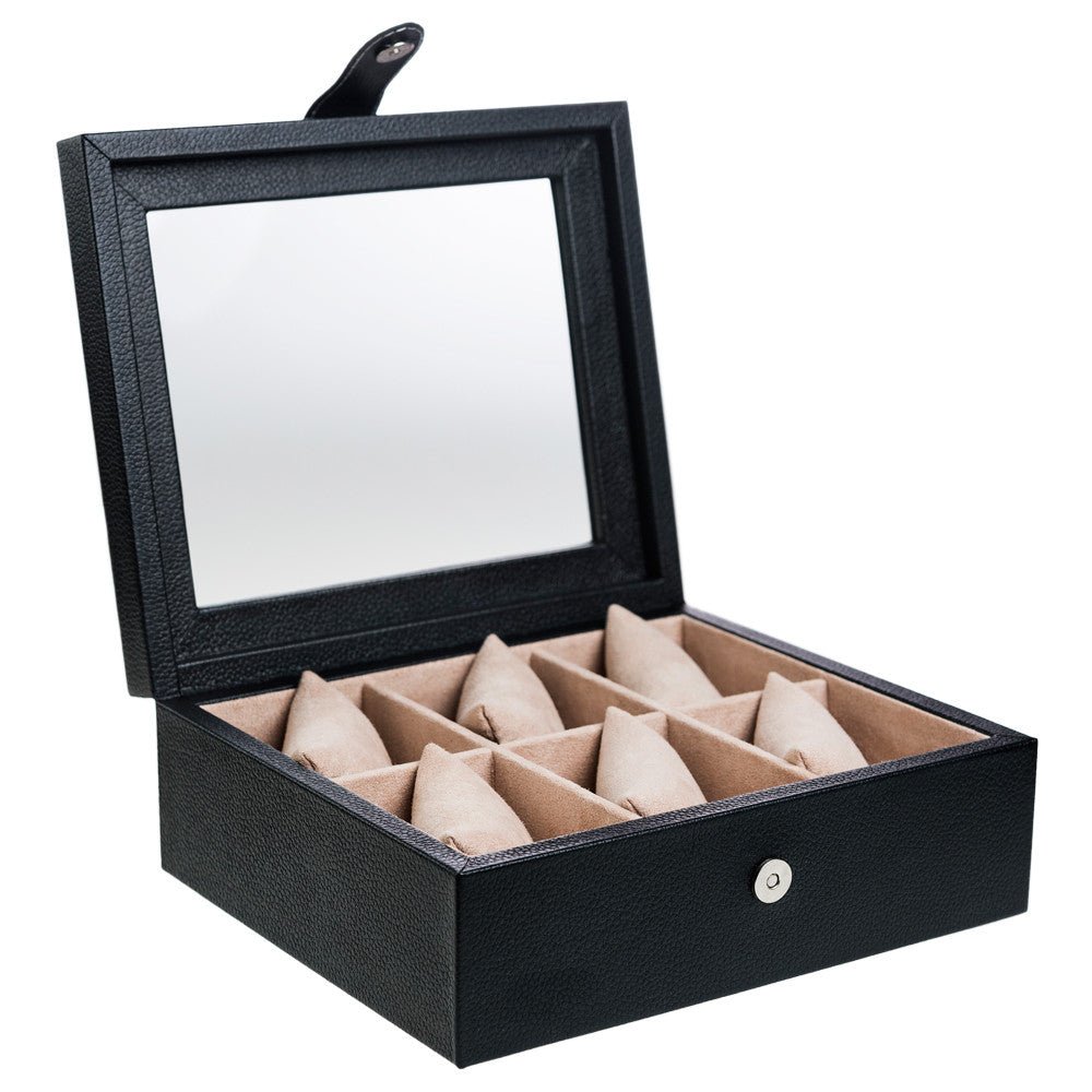 Caja en piel con tapa de cristal para guardar 6 relojes MACE