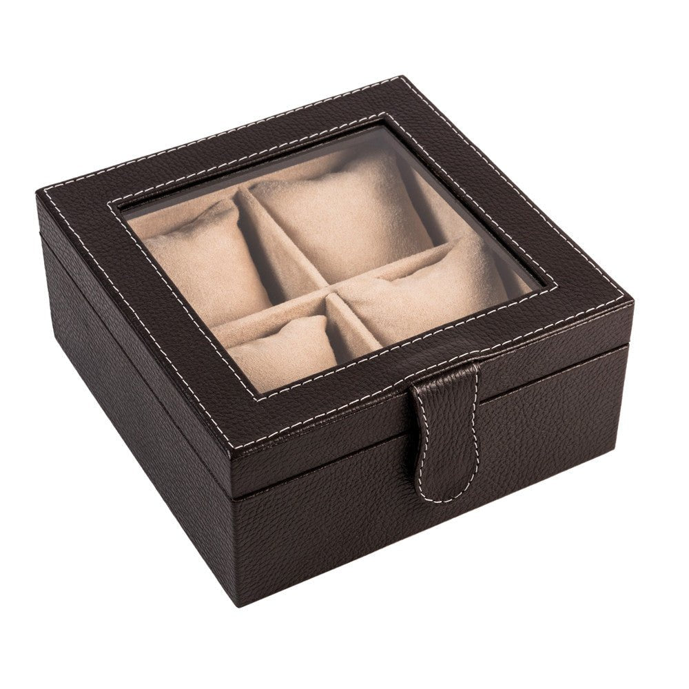 Caja en piel para guardar 4 relojes MACE