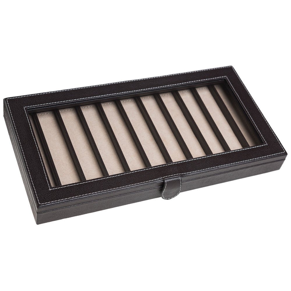 Caja en piel rectangular para guardar 11 plumas MACE