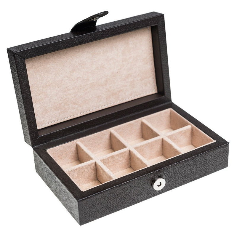 Caja en piel rectangular para guardar 8 mancuernillas | Artesanias MACE