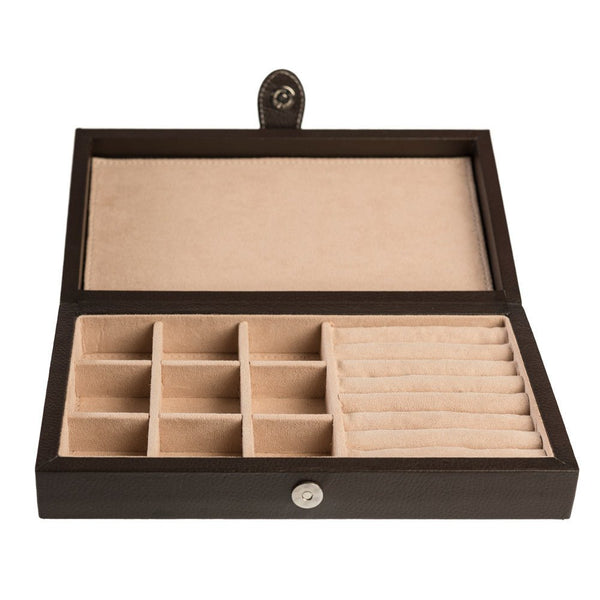 Caja en piel rectangular para guardar mancuernillas con almohadillas MACE