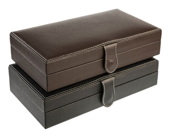 Caja en piel rectangular para guardar mancuernillas con almohadillas MACE