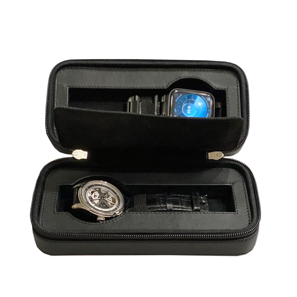 Estuche de viaje para 2 relojes con cierre hecho en piel MASA