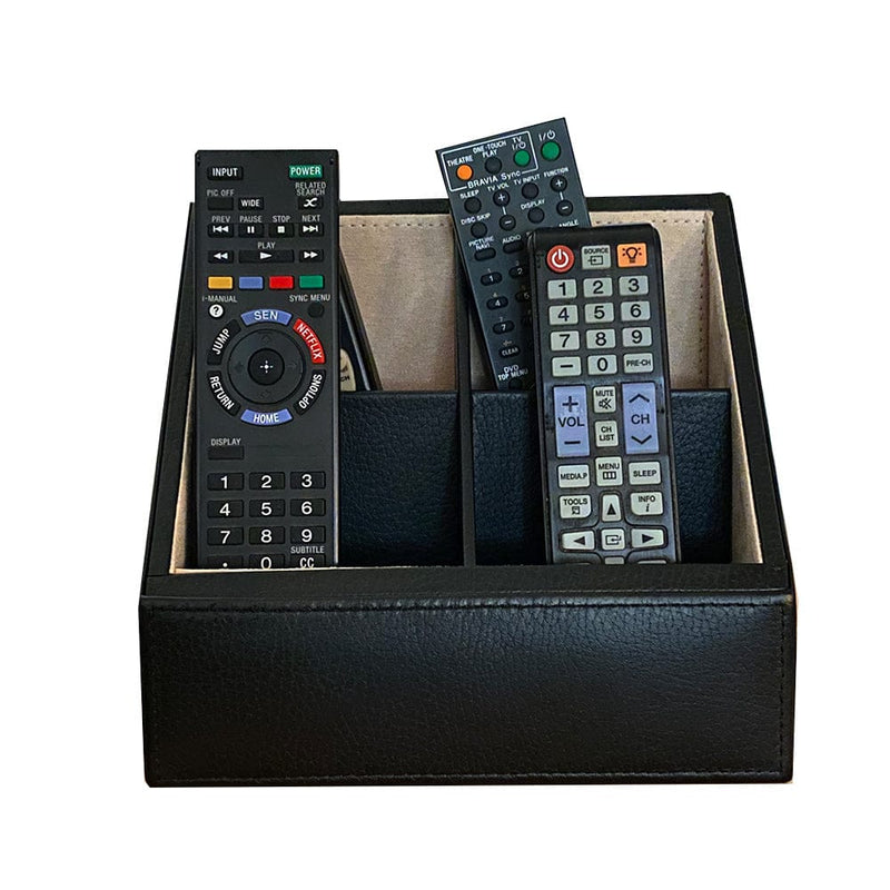 Organizador de controles de TV con cuatro compartimientos hecho en piel MASA