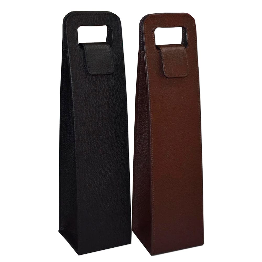 Porta botellas con asa hecho en piel MASA